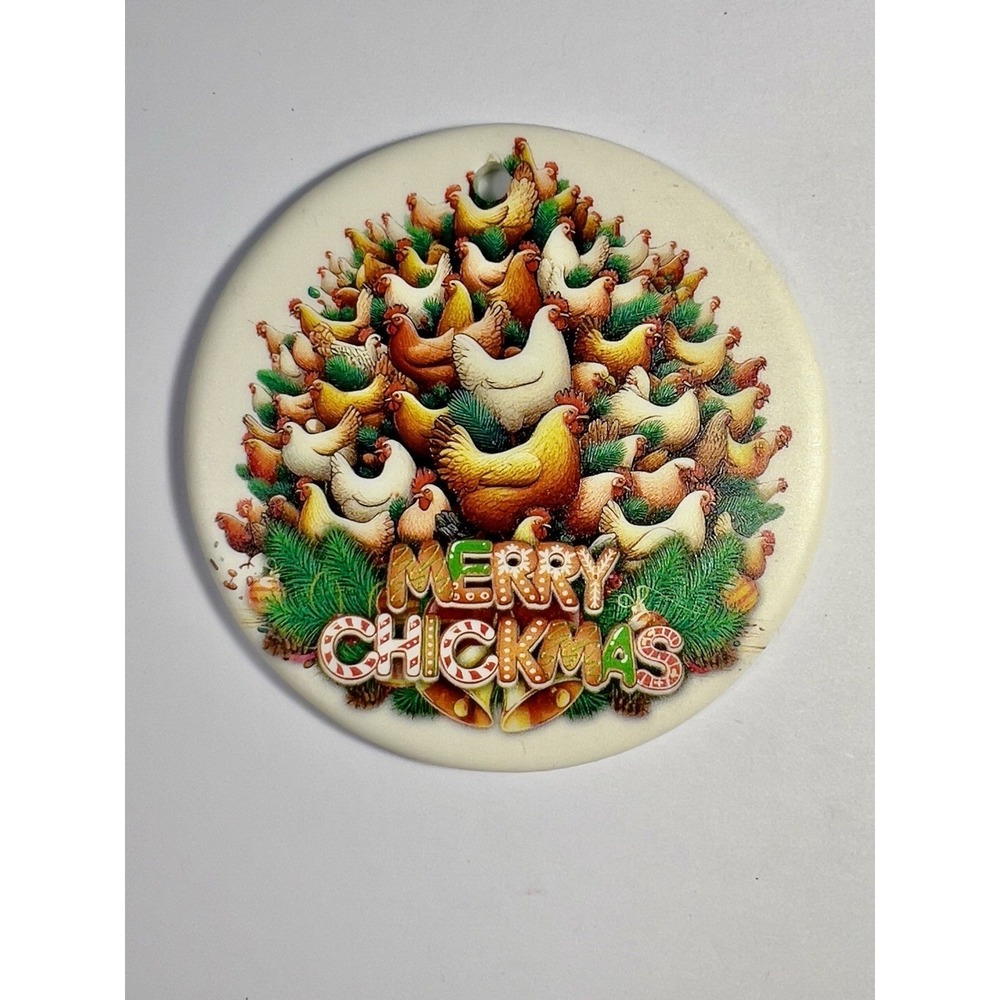 Christmas Ornament - Chicken Merry Chickmas Ceramic Ornament, Funny Christmas